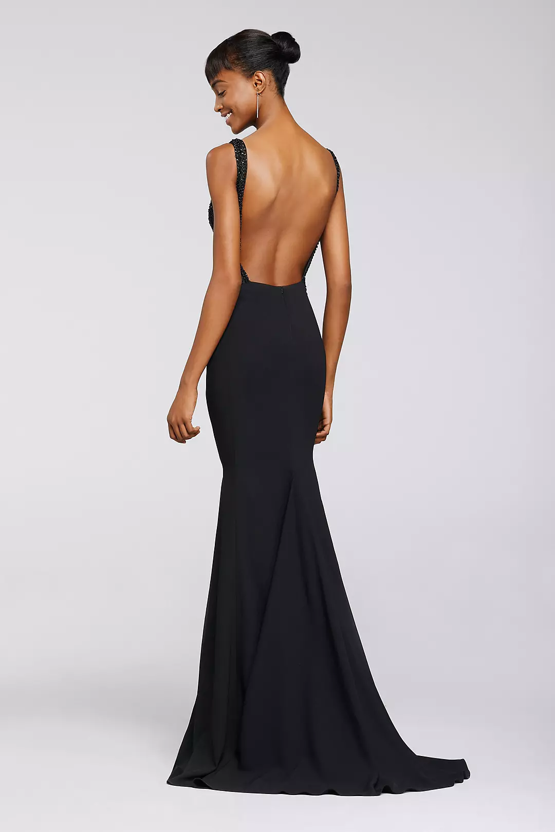 Long Dress With Illusion Side Panels and Open Back Image 2