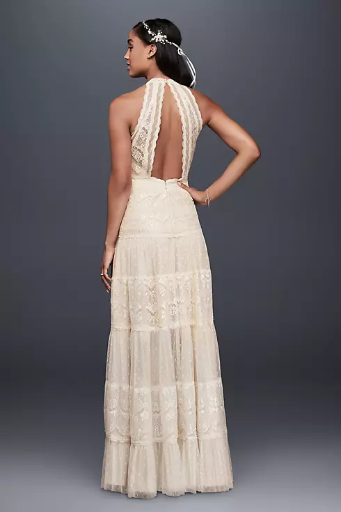 Mixed Lace A-line Halter Dress Image 2