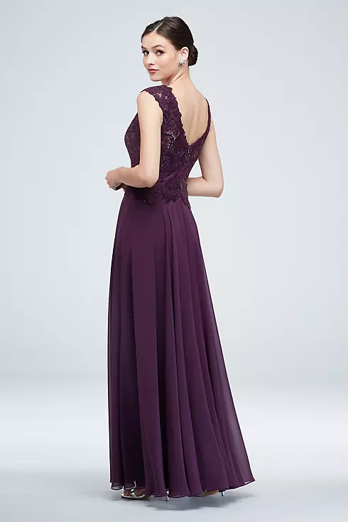 Embellished Bodice V-Neck Gown with Cap Sleeves Image 4