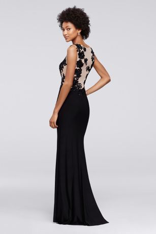 sleeveless long beaded illusion bodice prom dress Andrea & Leo A1481 Fitted Long Formal Beaded Sequin Prom Dress main image 0