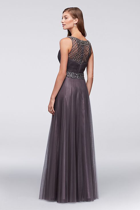 Jeweled Tulle Gown with Pleated Skirt Image 2