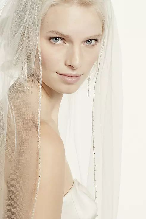 Cathedral Length Veil with Beaded Metallic Edge Image 4