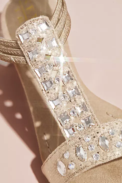 Crystal T-Strap Wedge Sandals with Heel Cutout Image 4