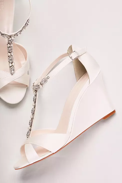 Pearl and Crystal T-Strap Wedges Image 4
