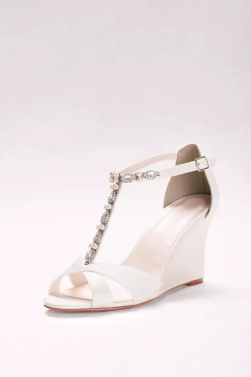 Pearl and Crystal T-Strap Wedges Image 1