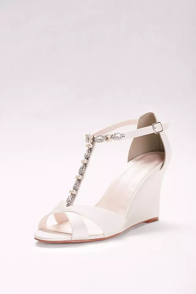 Pearl and Crystal T-Strap Wedges Image