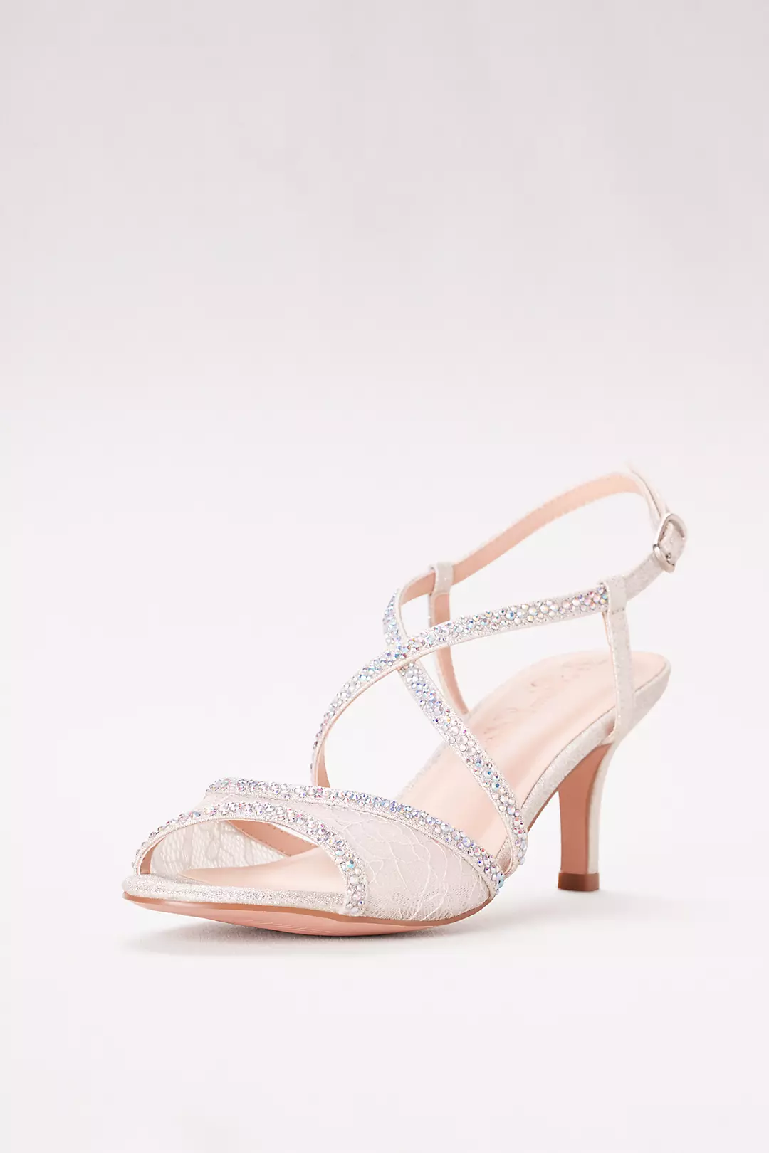 Low Heel Lace Sandals with Crystal Detailing Image