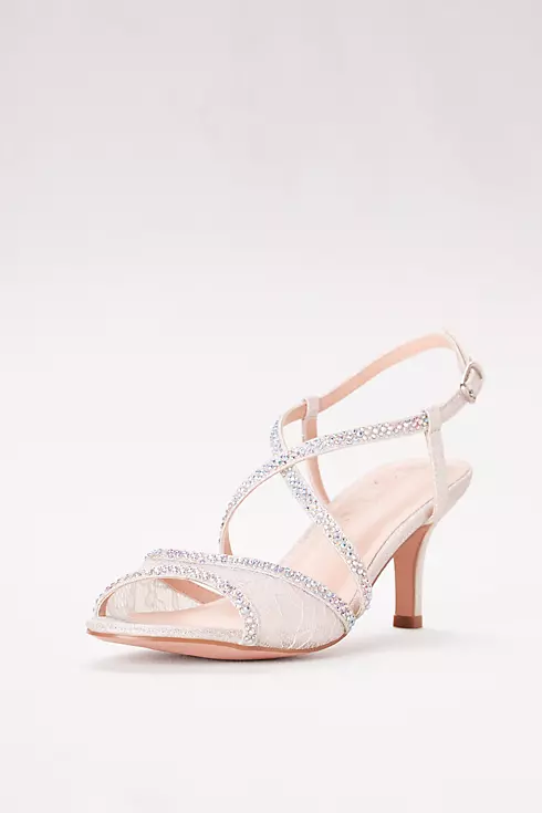 Low Heel Lace Sandals with Crystal Detailing Image 1
