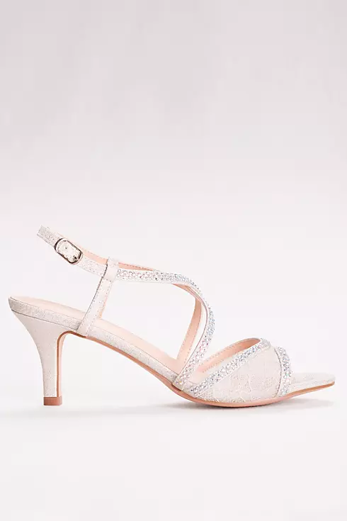 Low Heel Lace Sandals with Crystal Detailing Image 3