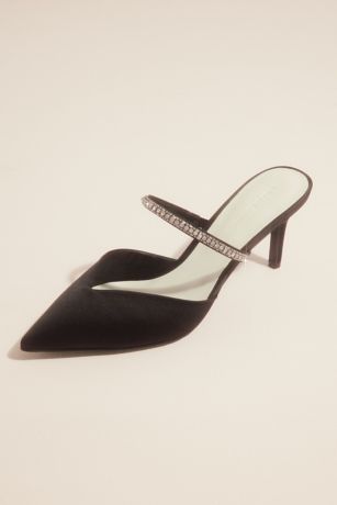 Pearl and Crystal Strap Pointed Toe Satin Mules | David's Bridal