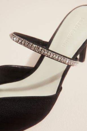 Pearl and Crystal Strap Pointed Toe Satin Mules | David's Bridal
