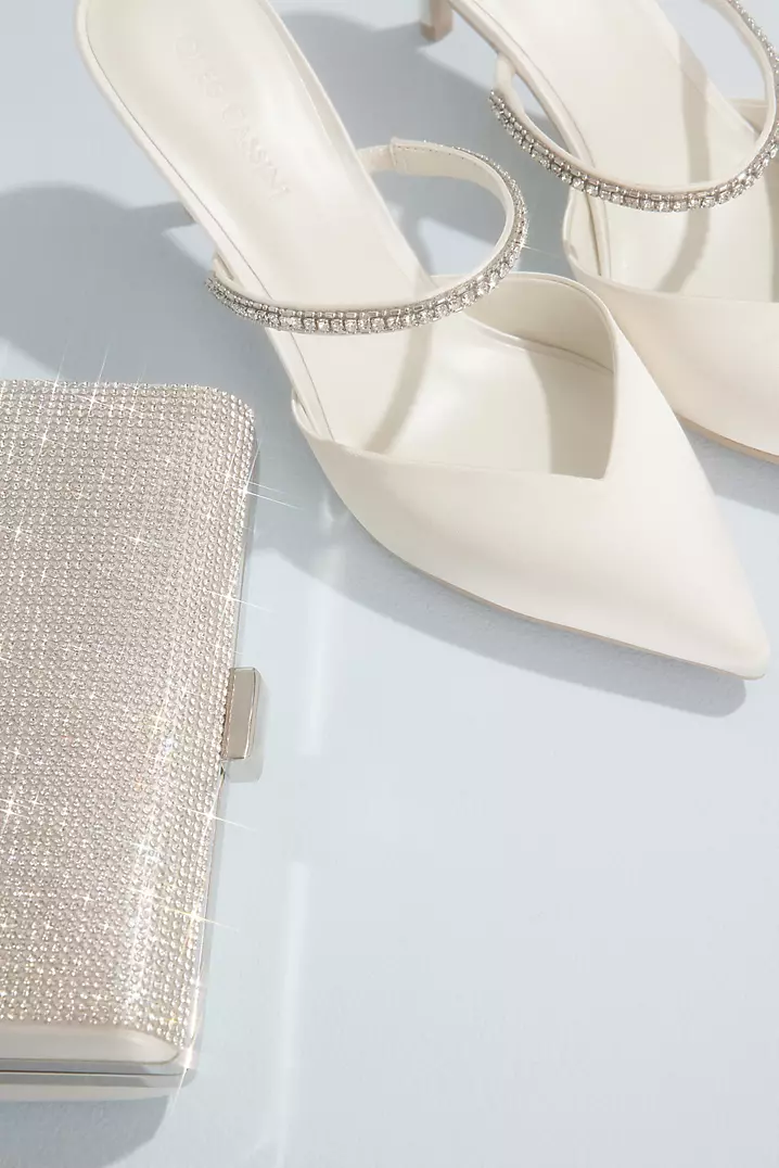 Pearl and Crystal Strap Pointed Toe Satin Mules | David's Bridal Pearl and Crystal Strap Pointed Toe Satin Mules | David's Bridal