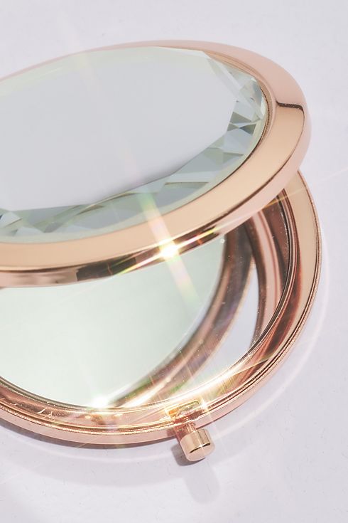 Faceted Rose Gold Compact Mirror Image 2