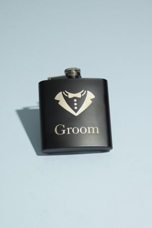Black Tuxedo Groom Flask