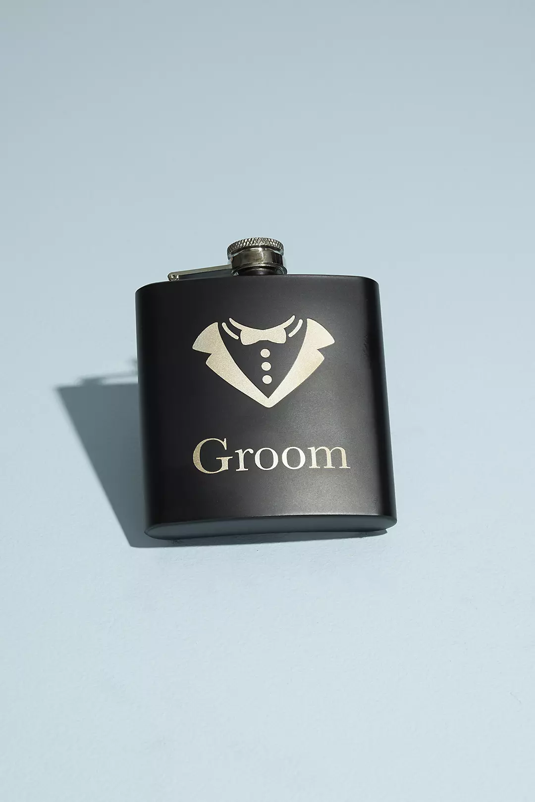 Black Tuxedo Groom Flask Image