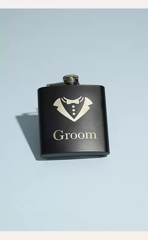 Black Tuxedo Groom Flask Image 1