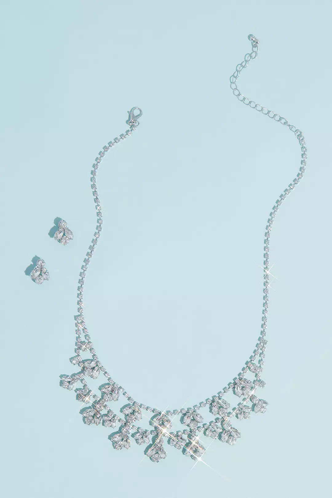 Marquise Crystal Leaf Necklace and Earrings Set Image