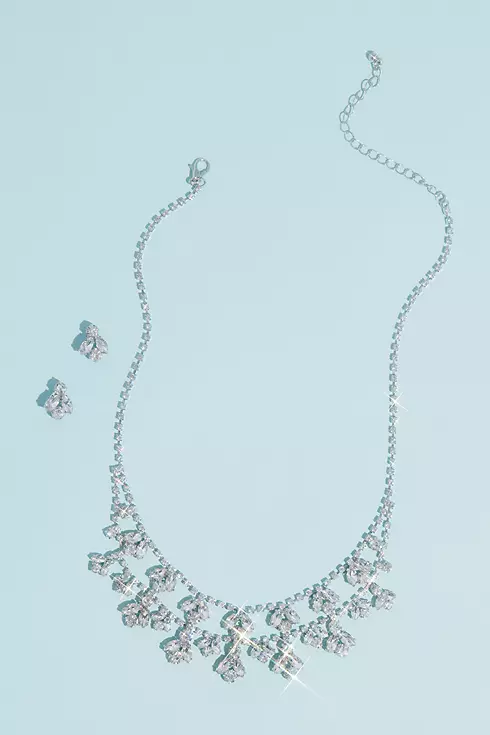Marquise Crystal Leaf Necklace and Earrings Set Image 1