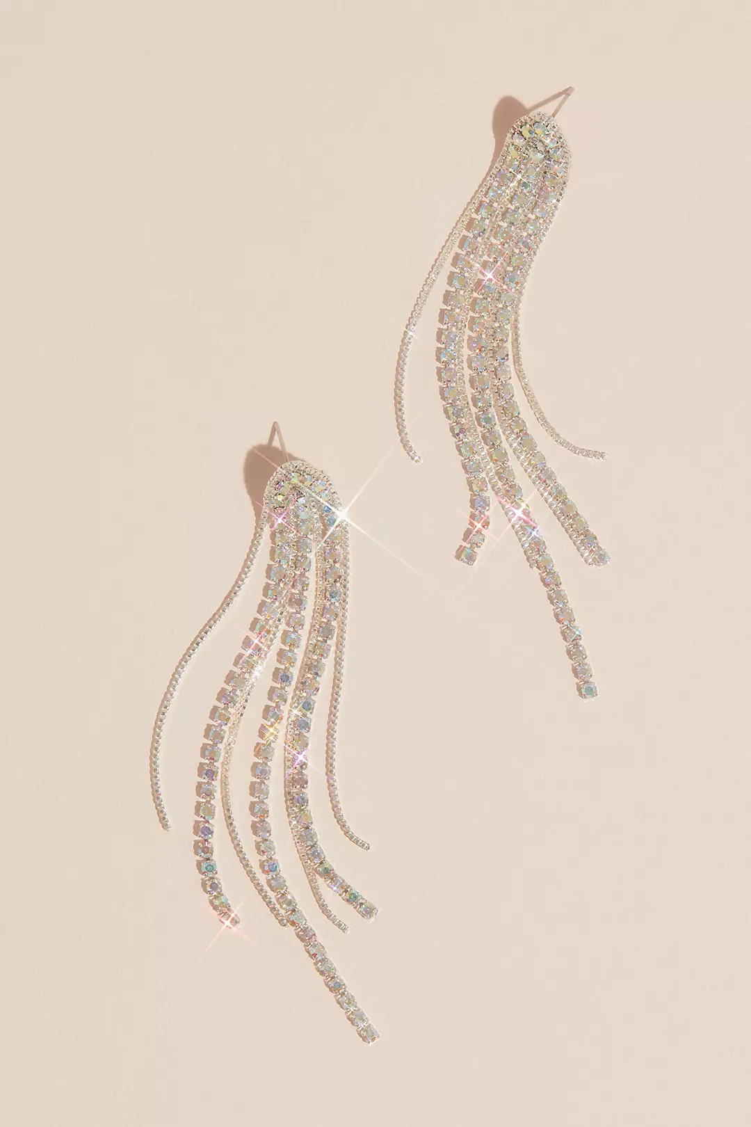Iridescent Rhinestone Tassel Earrings Image