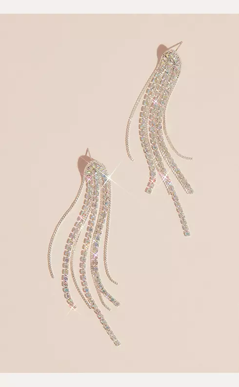 Iridescent Rhinestone Tassel Earrings Image 1