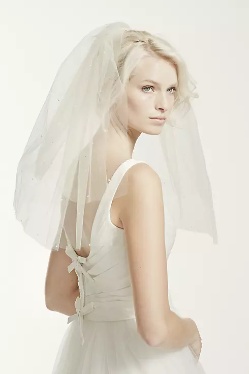 Double Layer Tulle Veil with Teardrop Accents Image 1