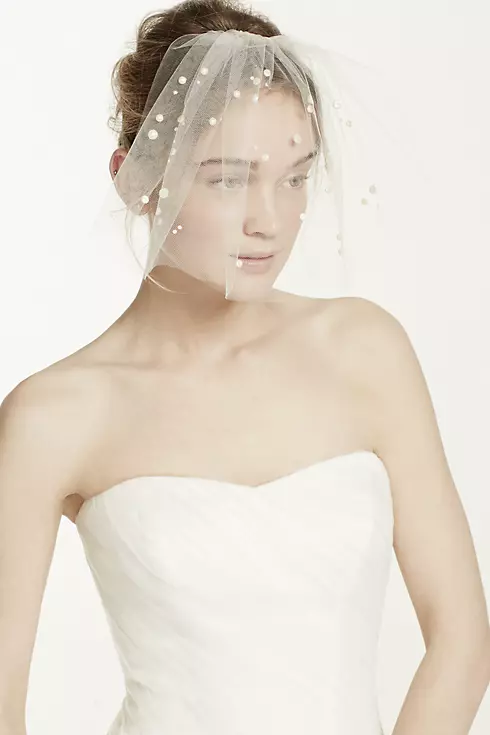 Mini Tulle Veil with Pearl Beading Image 1