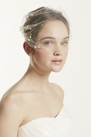 TULLE BLUSHER W BEAD David’s Bridal New with tags. Bridal Veil blusher with rhinestones and beads for bride | eBay main image 3