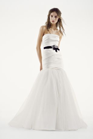 david's bridal black and white wedding dress