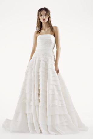 White by Vera Wang A-line Drop Waist Wedding Dress | David's Bridal