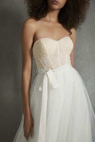 White by Vera Wang Dutch Lace Corset Wedding Dress | David&rsquo;s Bridal
