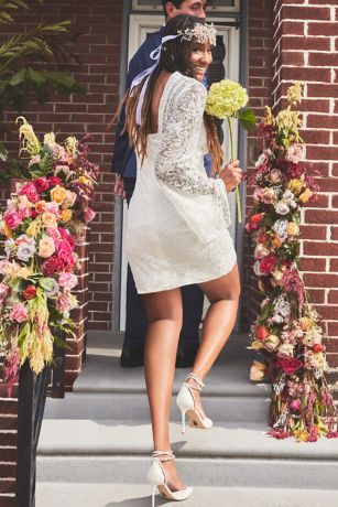 White by Vera Wang Lace Long Sleeve Mini Dress | David's Bridal