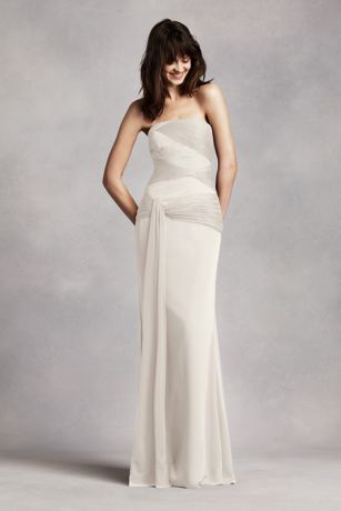 Crinkle Chiffon Column Gown