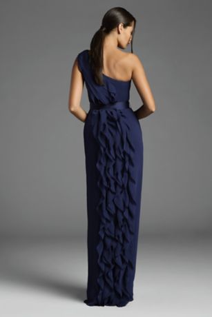 White by Vera Wang Ruffled One-Shoulder Dress