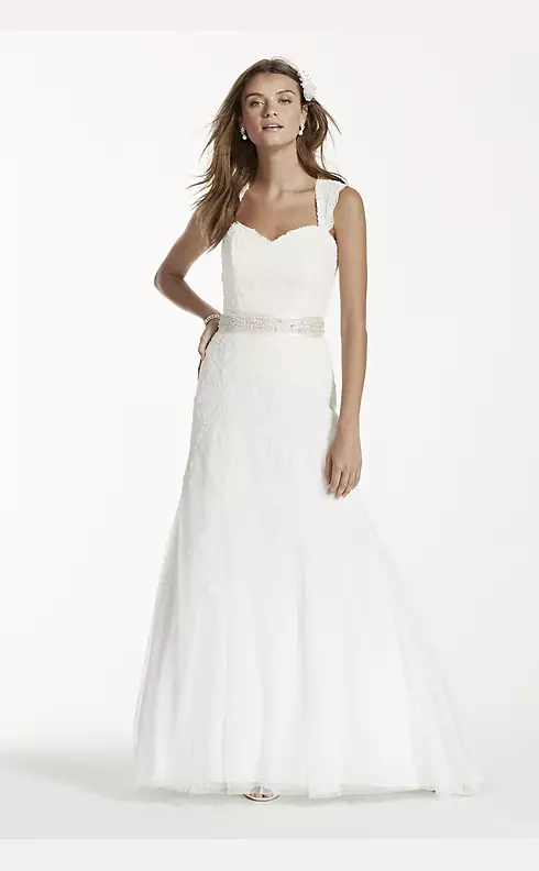 Cap Sleeve Lace Wedding Dress with Keyhole Back Image 1