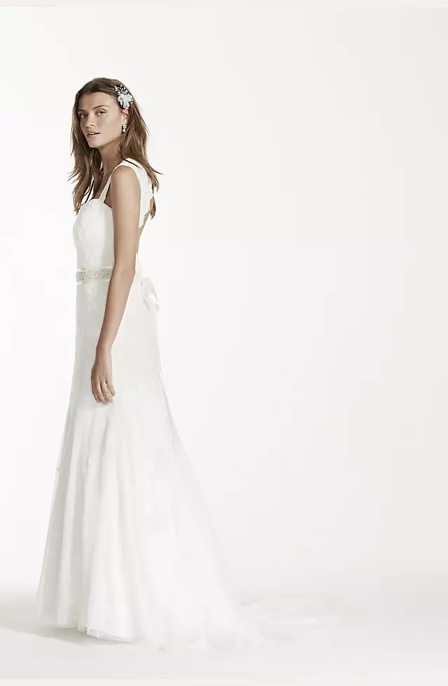 Cap Sleeve Lace Wedding Dress with Keyhole Back Image 3