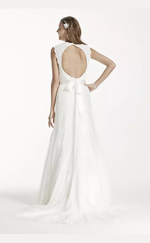 Cap Sleeve Lace Wedding Dress with Keyhole Back Image 2