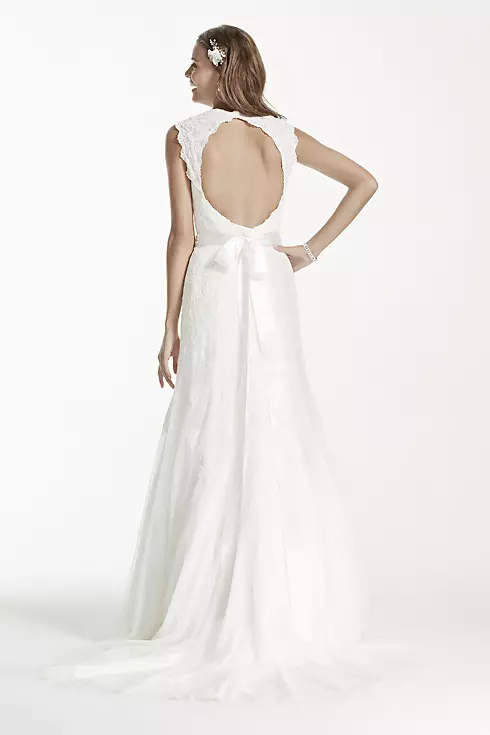 Cap Sleeve Lace Wedding Dress with Keyhole Back Image 2