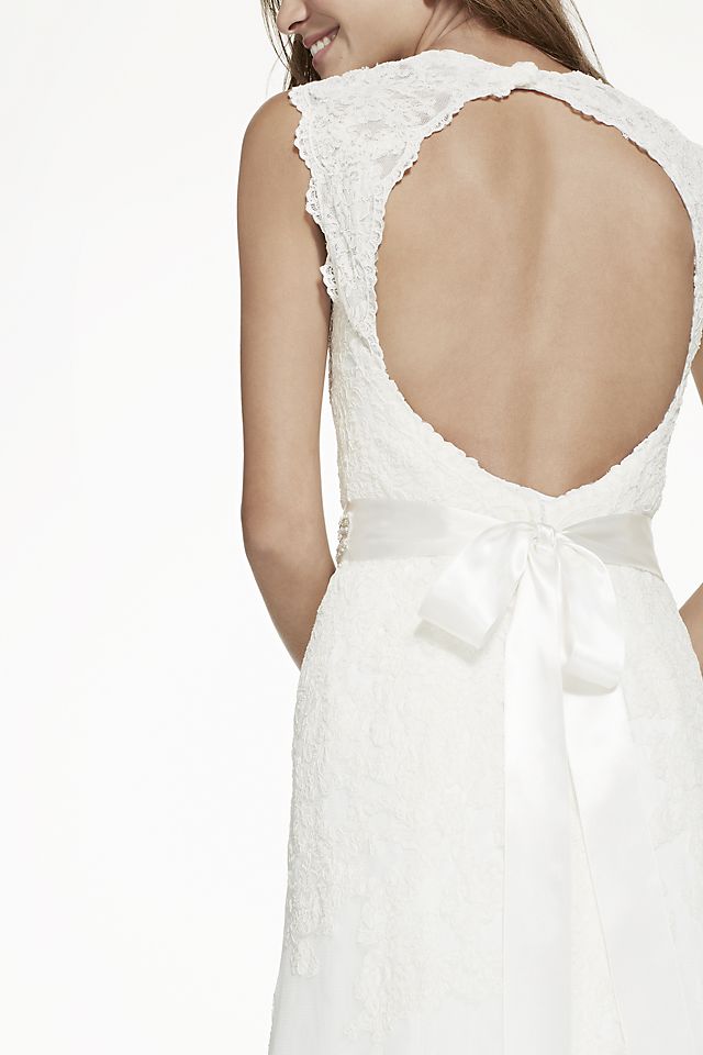 Cap Sleeve Lace Wedding Dress with Keyhole Back Image 7