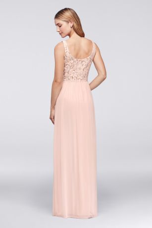 david's bridal long illusion mesh