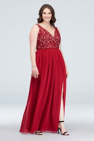 david's bridal illusion mesh with cutaway neck