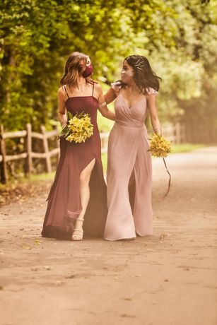Spaghetti Strap Davids Bridal Bridesmaid Dresses Uk Spaghetti Strap Chiffon  Bridesmaid Gown With V Neck Grape