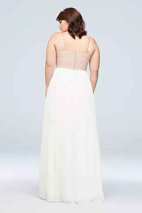 Chiffon A-Line Dress with Beaded V-Neck Bodice Image 2
