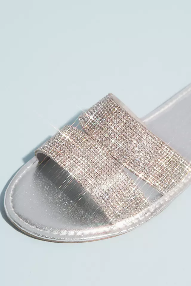 Metallic Slide Sandals with Allover Crystal Straps Image 4