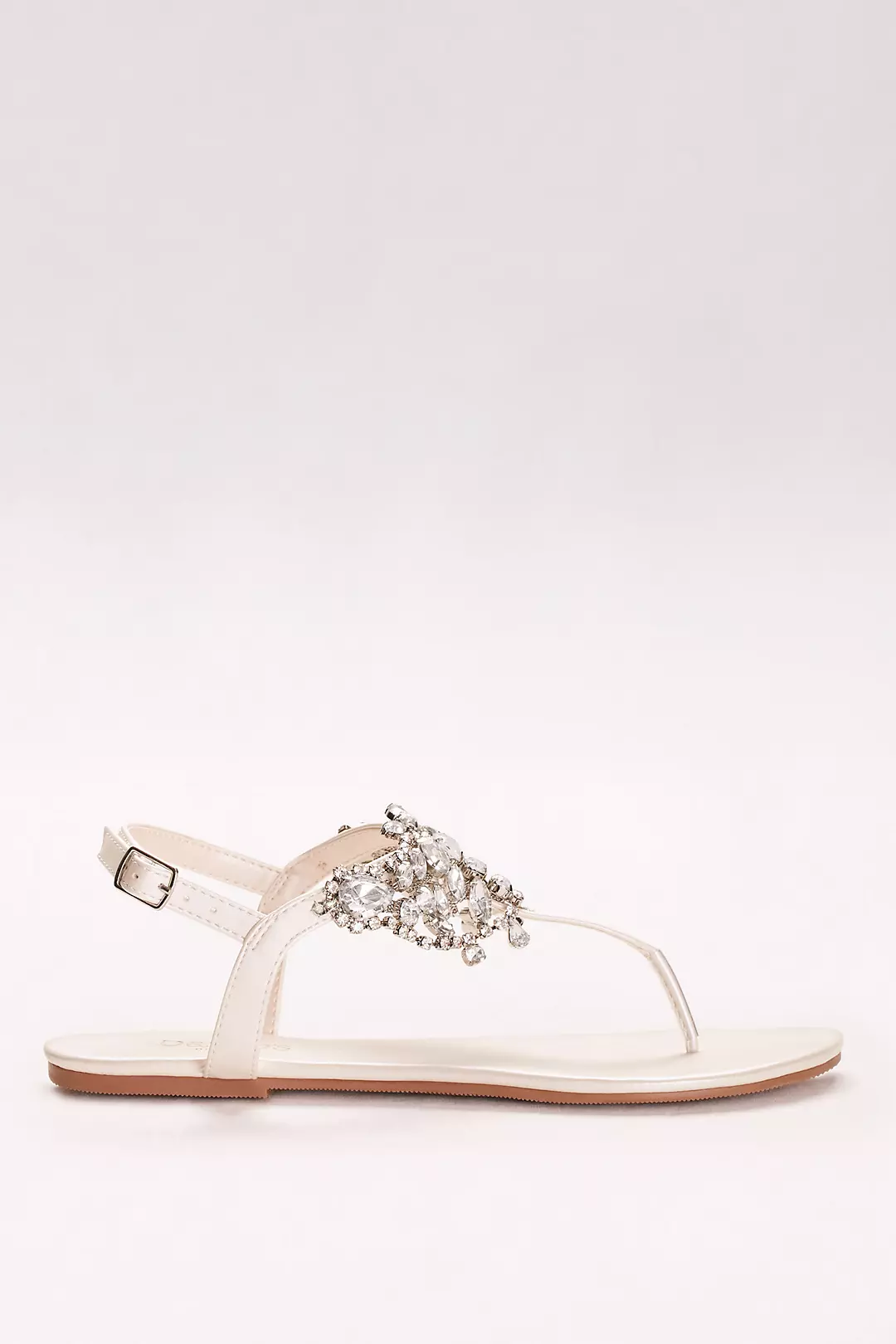 Crystal-Embellished T-Strap Thong Sandals Image 2