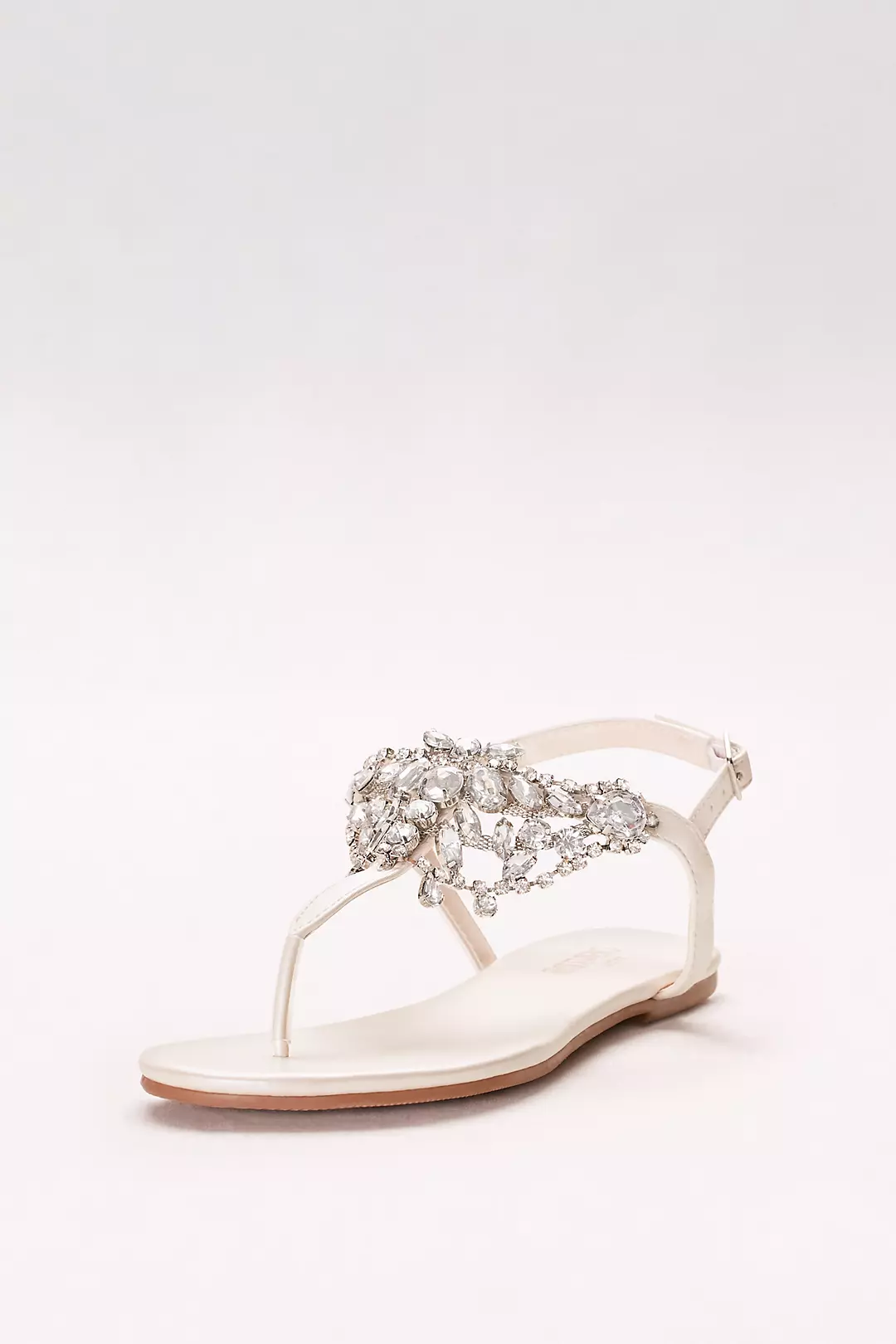Crystal-Embellished T-Strap Thong Sandals Image