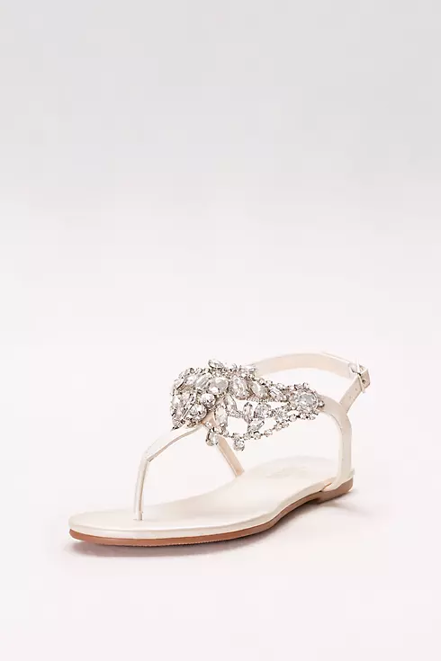 Crystal-Embellished T-Strap Thong Sandals Image 1