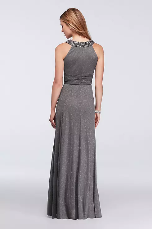 Long Sleeveless Dress with Beaded Keyhole Neckline Image 2