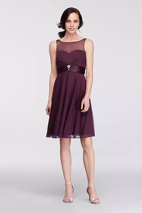 Short Dress with Illusion Sweetheart Neckline Image 1