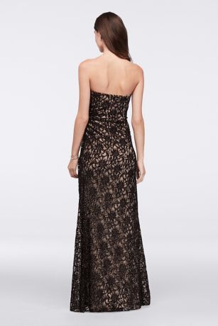 Floral Lace Strapless Dress with Side Gathering | David's Bridal