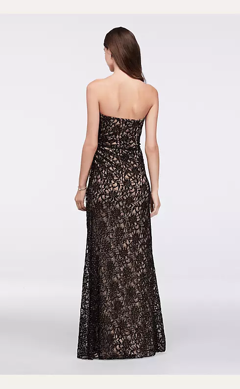 Floral Lace Strapless Dress with Side Gathering Image 2